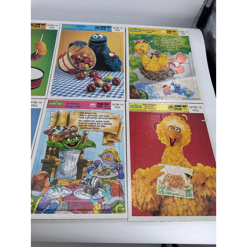Golden Sesame Street Frame-Tray Puzzles‎ Set 8pc Kids 1986 Vintage New Big Bird